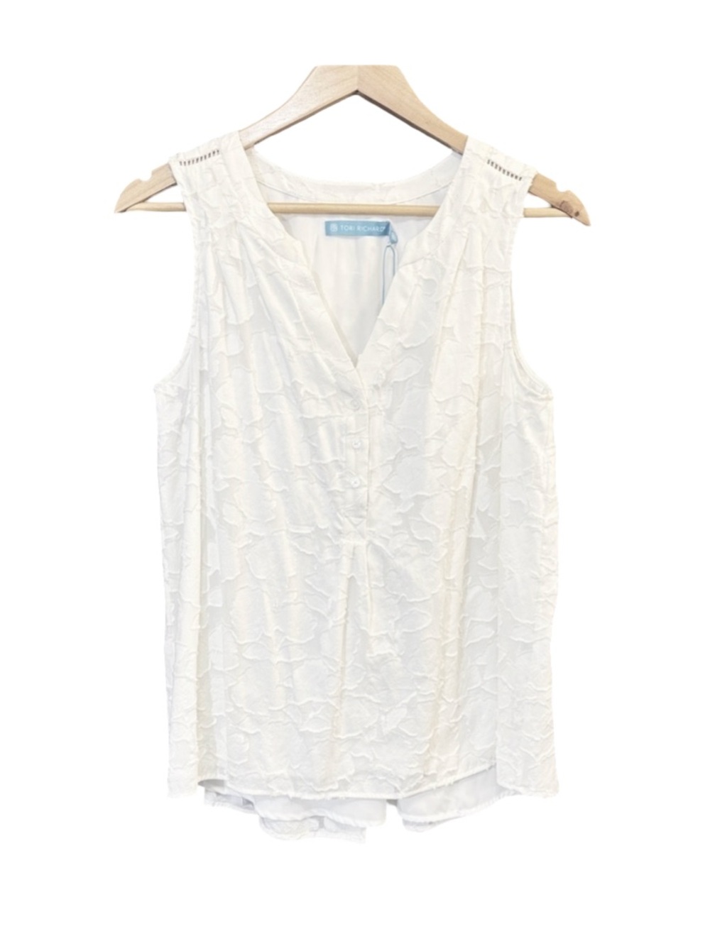 Tori Richard White Textured Tank Top